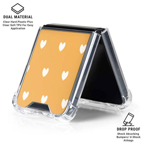 Yellow and White Hearts Galaxy Z Flip6 Clear Case